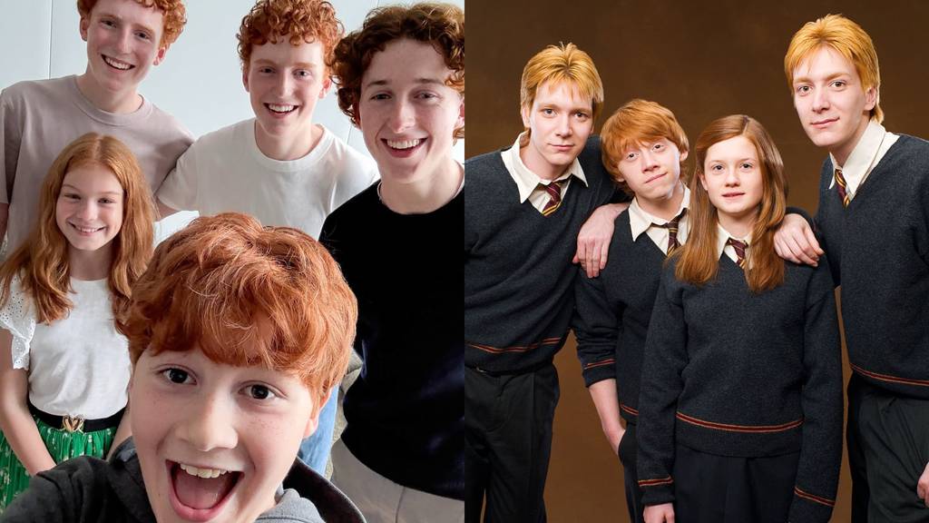 HBO Max Instagram @hbomax / HARRY POTTER AND THE ORDER OF THE PHOENIX, from left: James Phelps, Rupert Grint, Bonnie Wright, Oliver Phelps, 2007.