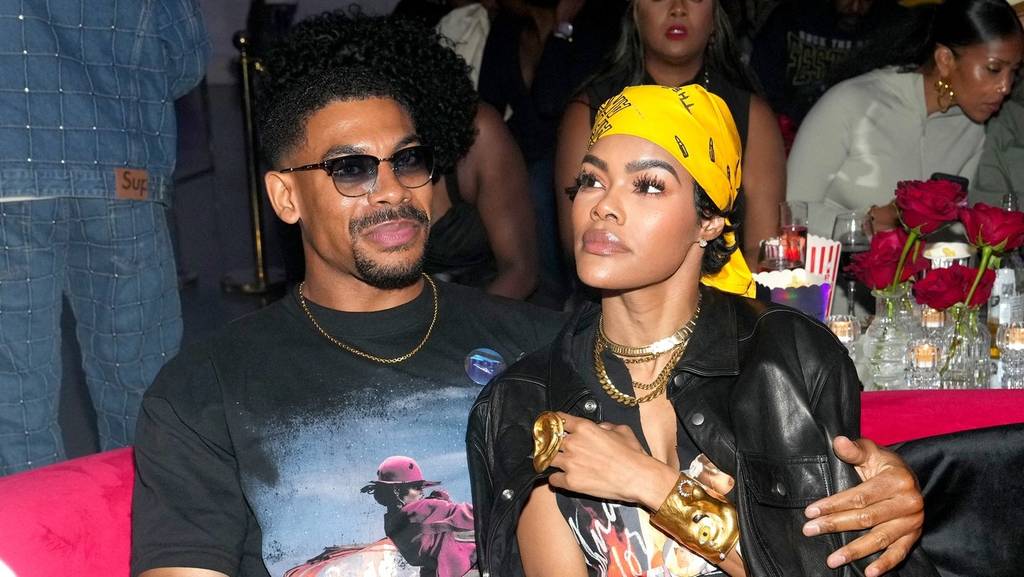 NEW YORK, NEW YORK - AUGUST 20: Aaron Pierre and Teyana Taylor attend as Teyana Taylor celebrates her Escape Room album and short film release on August 20, 2025 in New York City. Bennett Raglin